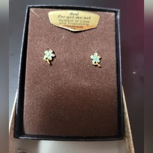 handmade blue enamel flower stud earringss Forget me not Symbol of Love and Frie